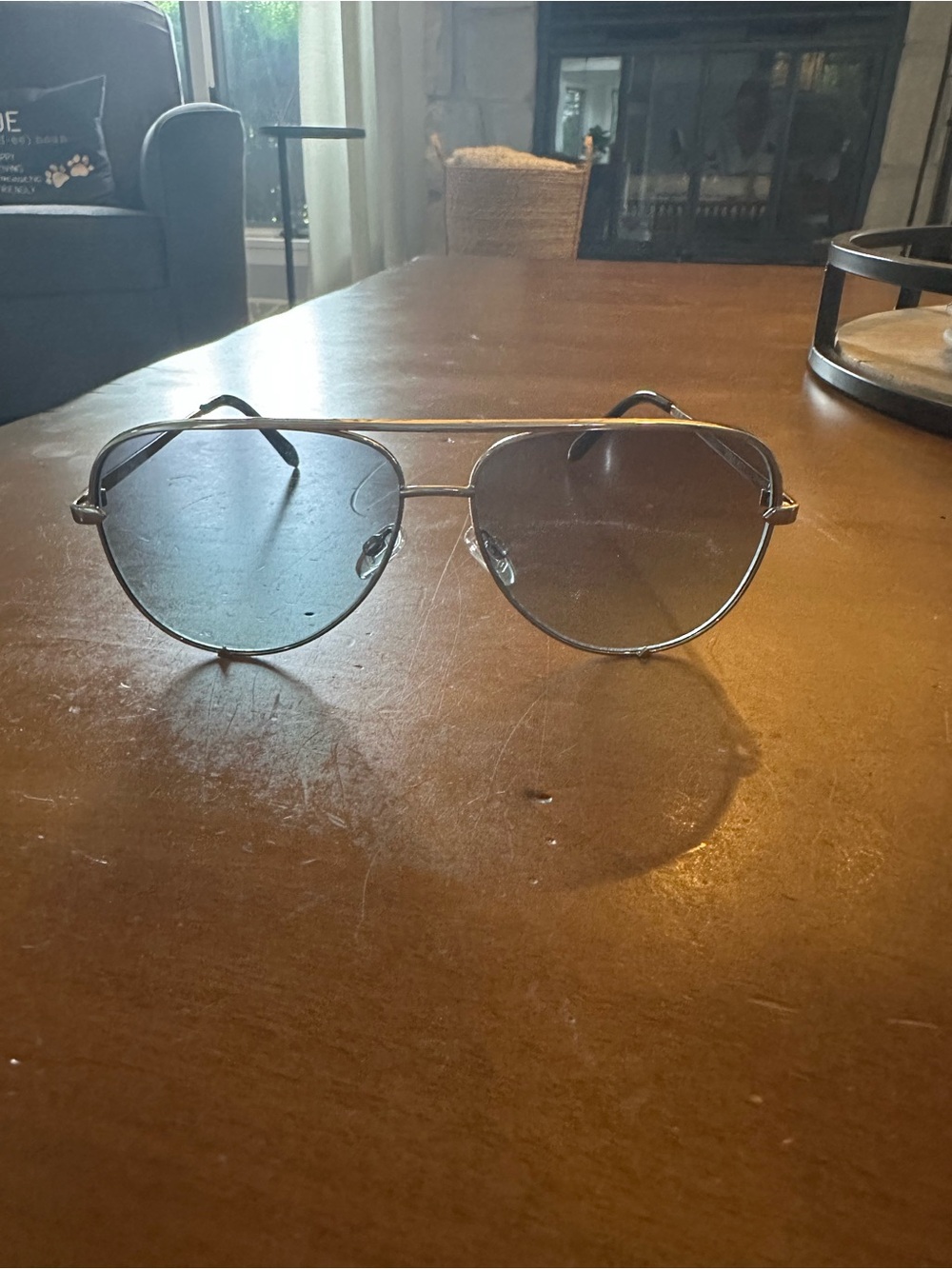 Quay High Key Silver Unisex Aviator Sunglasses with Blue Lenses